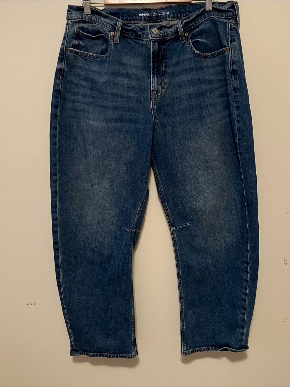Women’s Old Navy High Rise Barrel Leg Jeans 16 Petite Blue Baby Denim Mid Wash